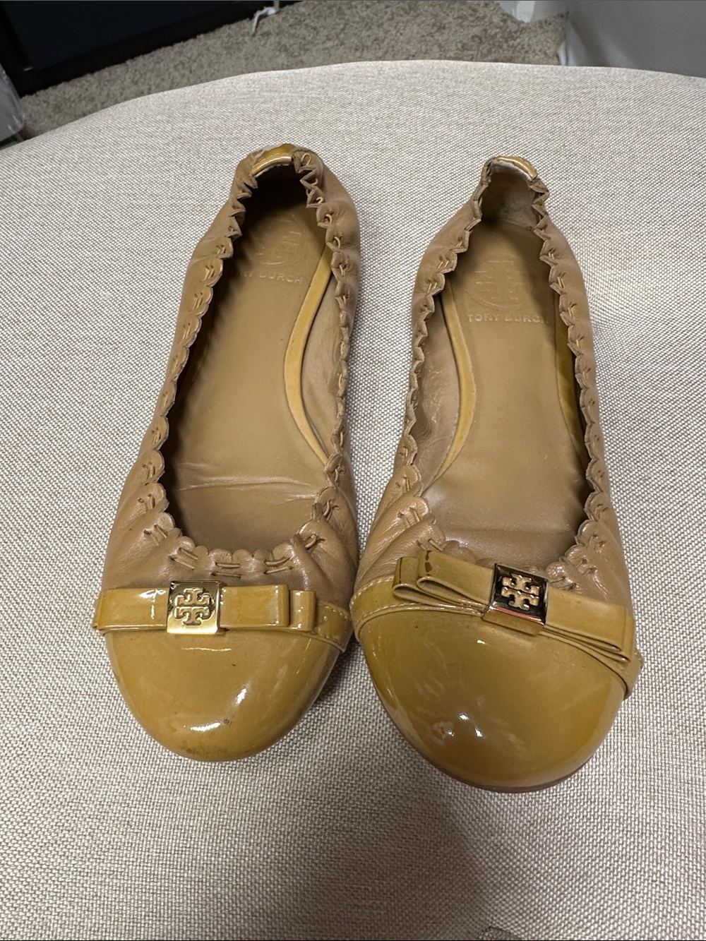 Tory Burch Ballet Flats with Logo Bow Size 7